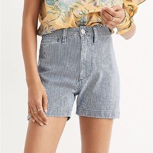 Madewell Emmett Shorts in Piper Stripe blue & white high waist size 26